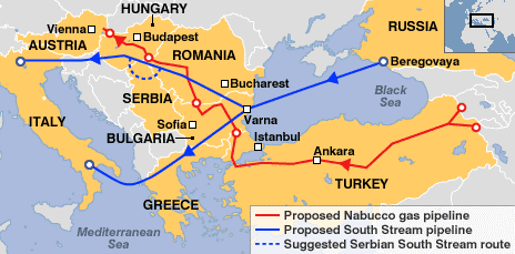 Planned South Stream and Nabucco Gas Pipelines