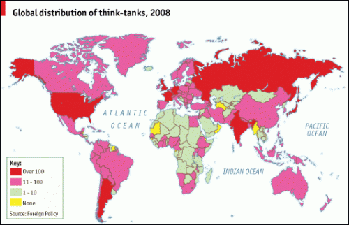 Global Distribution of Think Tanks, 2008
