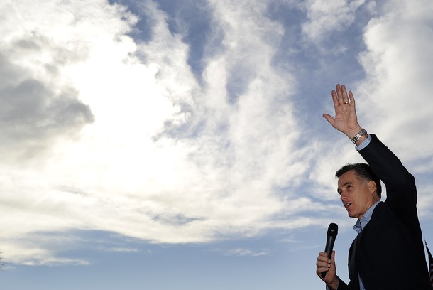 Mitt Romney speaks to supporters