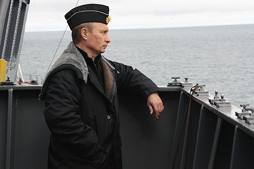 Vladimir Putin on battlecruiser, 2005
