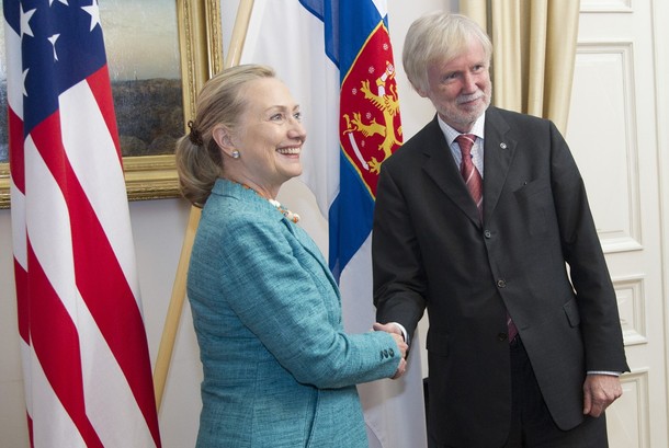 U.S. Secretary of State Hillary Clinton with Finnish Foreign Minister Erkki Tuomioja, June 27, 20