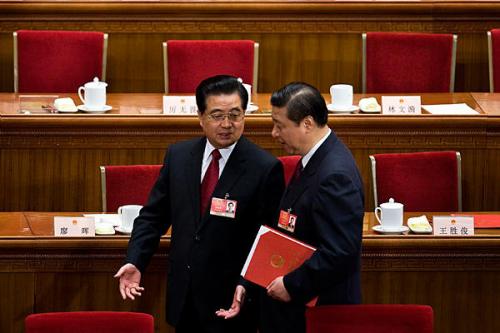 Hu Jintao with Xi Jinping