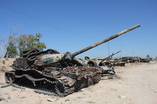 Destroyed tanks in Misrata