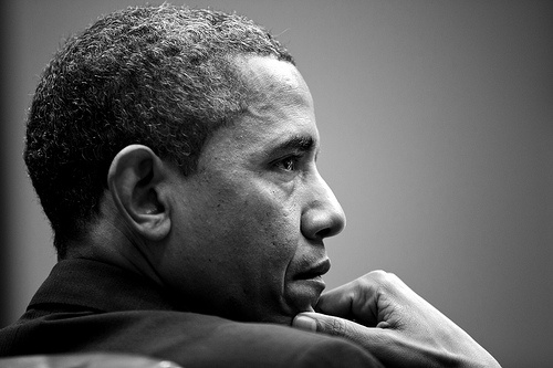 Barack Obama B&W photo