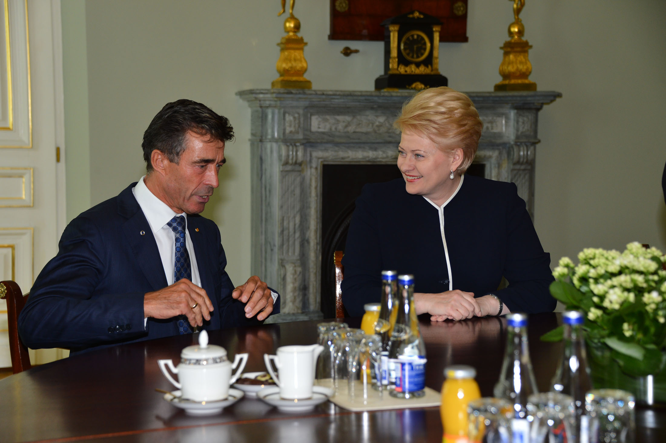 NATO Secretary General Anders Fogh Rasmussen and Lithuanian President Dalia Grybauskaitė
