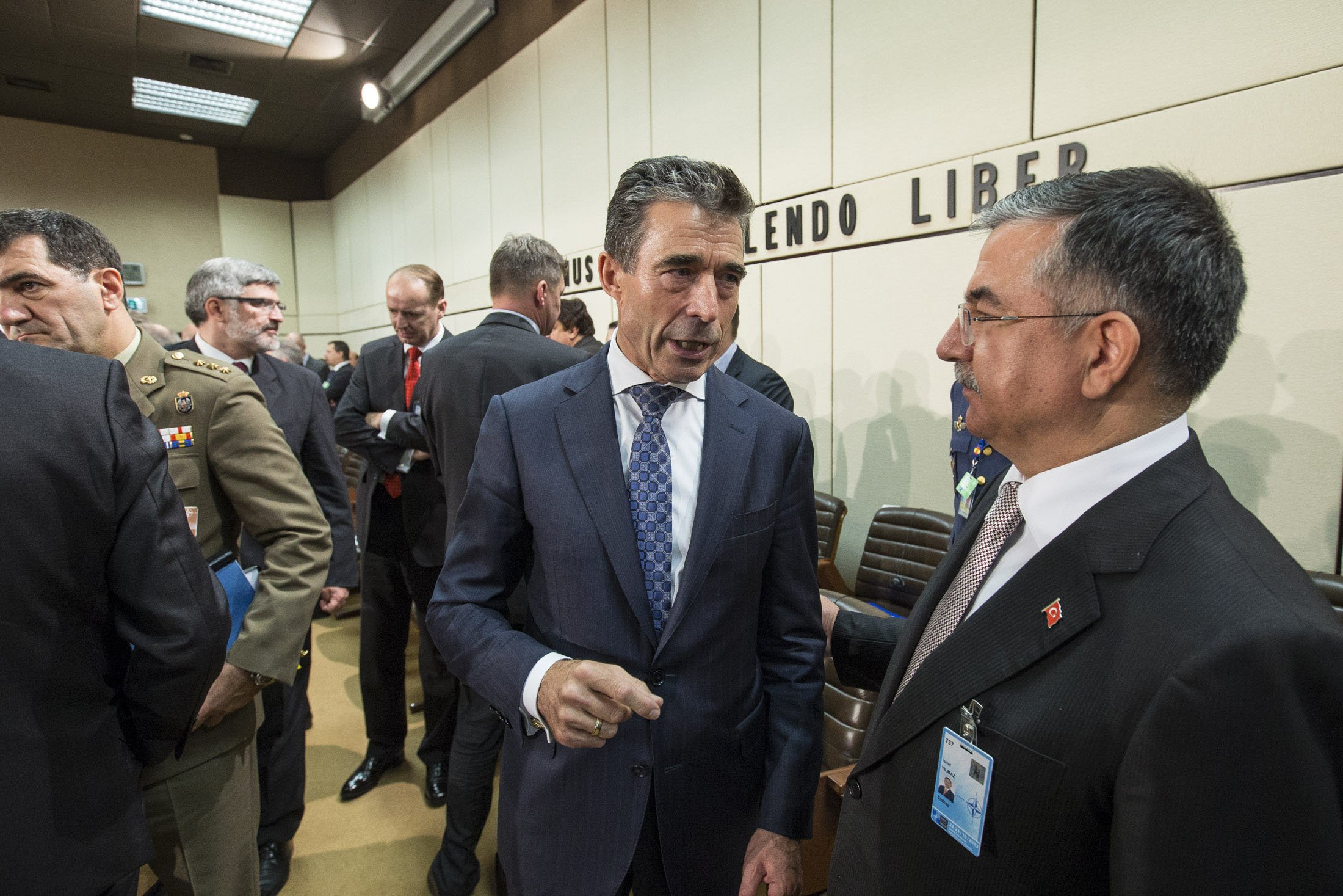 NATO Secretary General Anders Fogh Rasmussen and Turkey's Minister of Defense Ismet Yilmaz, October 22, 2013