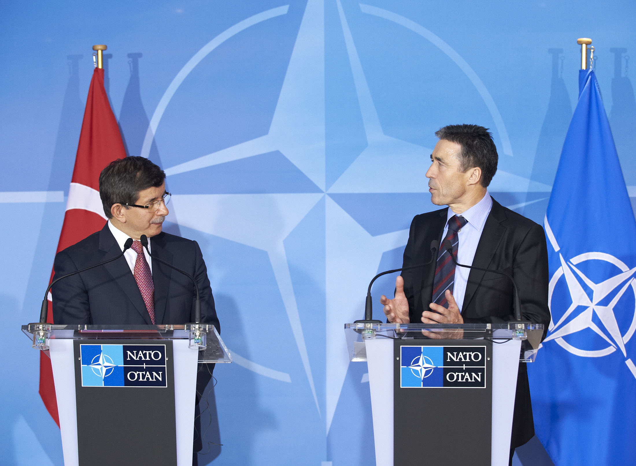 Foreign Minister of Turkey Ahmet Davutoglu and NATO Secretary General Anders Fogh Rasmussen