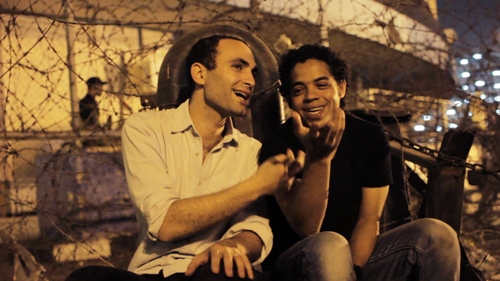 Khalid Abdalla (L) and Ahmed Hassan in Jehane Noujaim’s documentary The Square. Courtesy of Noujaim Films