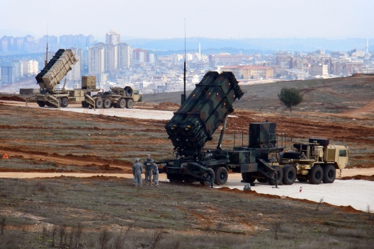 US Patriot battery under NATO command overlooking the city of Gaziantep