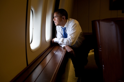 President Barack Obama on Air Force One