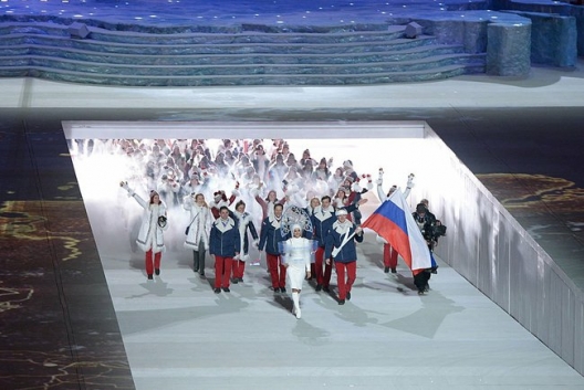 Russia’s team at the Opening Ceremony for the Sochi Olympics