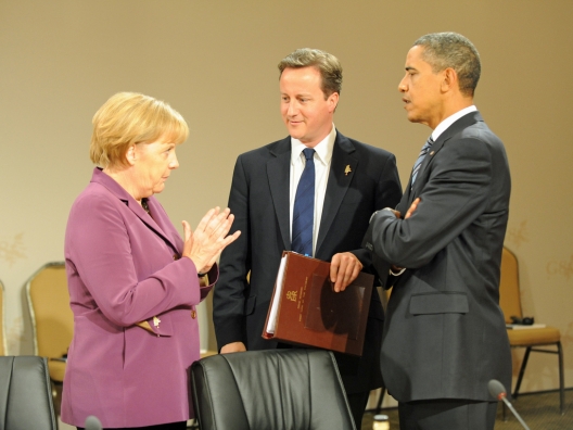 Chancellor Angela Merkel, PM David Cameron and President Barack Obama, June 15, 2009