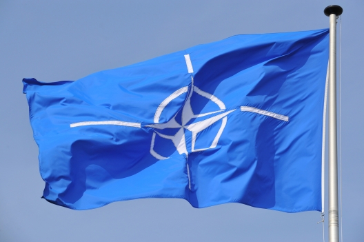 NATO flag at headquarters in Brussels 