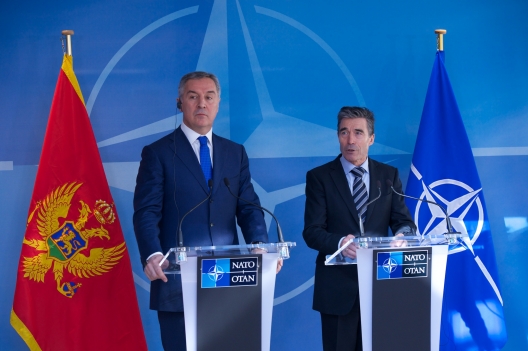 Prime Minister of Montenegro Milo Djukanovic and Secretary General Anders Fogh Rasmussen
