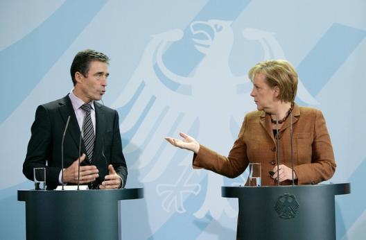 NATO Secretary General Anders Fogh Rasmussen and German Chancellor Angela Merkel, Oct. 22, 2010