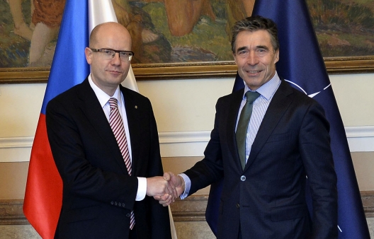 Czech Prime Minister Bohuslav Sobotka and NATO Secretary General Anders Fogh Rasmussen