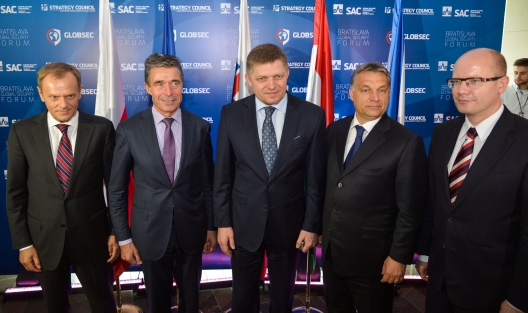 NATO Secretary General Anders Fogh Rasmussen with the Prime Ministers of the Visegrad countries