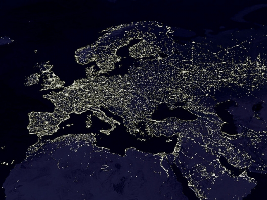 Europe at night, July 28, 2008