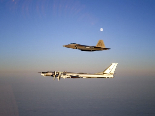 F-22A Raptor intercepts Russian TU-95 Bear bomber near Alaskan airspace, Nov. 22, 2007