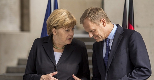 German Chancellor Angela Merkel and Polish Prime Minister Donald Tusk, June 26, 2014