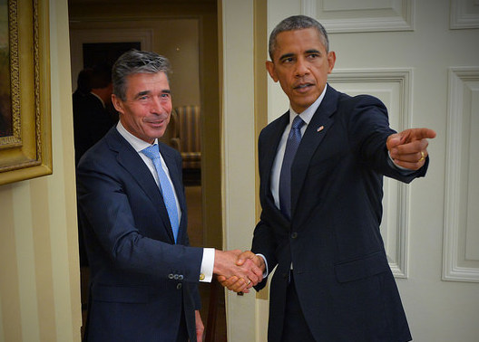 Secretary General Anders Fogh Rasmussen and President Barack Obama, July 8, 2014