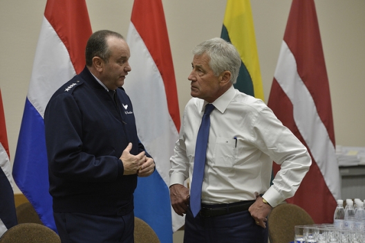 SACEUR Gen. Philip Breedlove and Secretary of Defense Chuck Hagel, Feb. 26, 2014