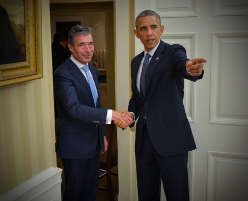 Secretary General Anders Fogh Rasmussen and President Barack Obama, July 8, 2014