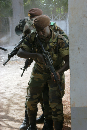 Senegalese soldiers participate in a training exercise. An end to the Casamance conflict presents an opportunity for Senegal to redirect military resources to peacekeeping operations throughout West Africa. US Marine Corps/Elsa Portillo