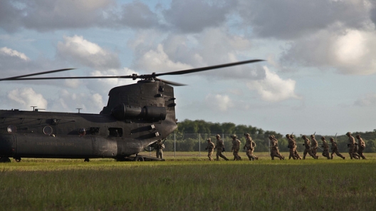 US Rangers boarding MH-47 helicopter, May 31, 2014