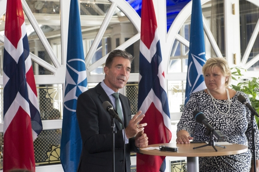 Secretary General Anders Fogh Rasmussen and Norwegian Prime Minister Erna Solberg, August 14, 2014