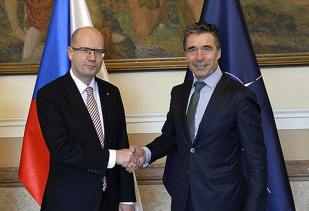 Czech Prime Minister Bohuslav Sobotka and NATO Secretary General Anders Fogh Rasmussen, April 10, 2014