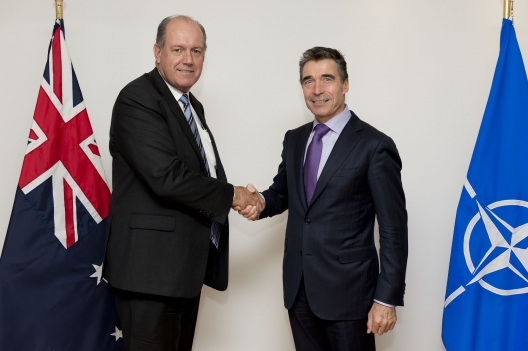 Australian Defense Minister David Johnston and Secretary General Anders Fogh, Oct. 23, 2013
