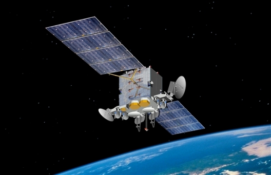 An artist's rendering of the Advanced Extremely High Frequency satellite