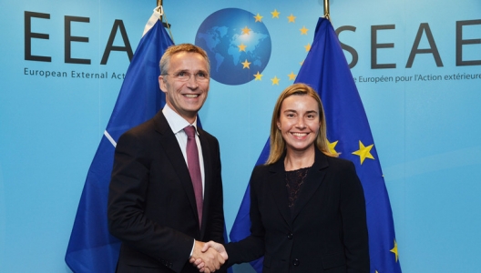NATO Secretary General Jens Stoltenberg and EU High Representative Federica Mogherini, October 14, 2014