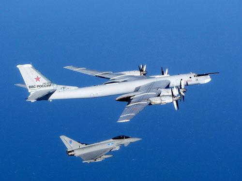 RAF Typhoon intercepts Russian Tu-95 Bear bomber