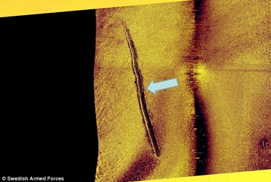 Sonar image allegedly shows sub-sea tracks left by a mini-submarine