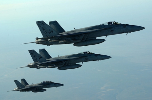 US Navy F-18s after conducting air strikes in Syria, Sept. 23, 2014