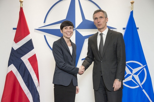 Norwegian Defense Minister  Ine Eriksen Soreide and Secretary General Jens Stoltenberg, Feb. 4, 2015