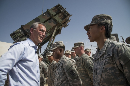 NATO Secretary General Jens Stoltenberg visiting the US Patriot unit deployed in Turkey, Oct. 10, 2014