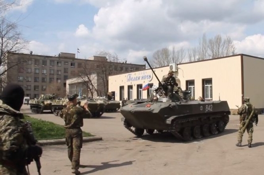 Pro-Russian fighters in Sloviansk, April 16, 2014