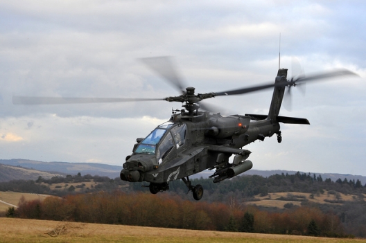 US Apache helicopter over Baumholder, Germany, Jan. 23, 2012