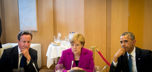 David Cameron, Angela Merkel, and Barack Obama, June 4, 2014