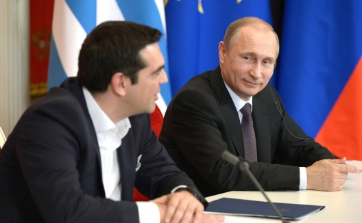 Greek Prime Minister Alexis Tsipras and Russian President Vladimir Putin, April 8, 2015