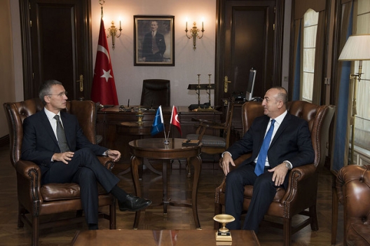 Secretary General Jens Stoltenberg and Turkish Foreign Minister Mevlut Cavusoglu, Oct. 9, 2014