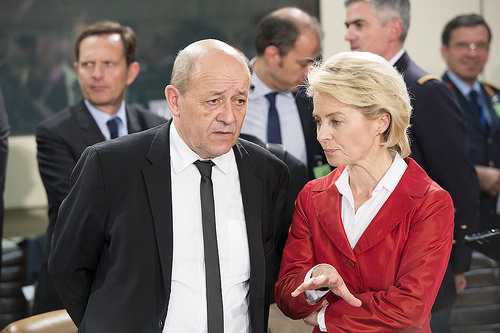 French Defense Minister Yves Le Drian and German Defense Minister Ursula von der Leyen, June 3, 2014