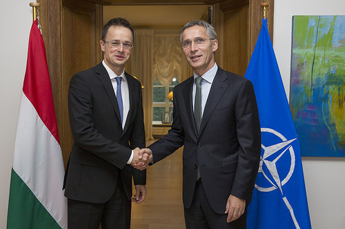 Hungarian Foreign Minister Peter Szijjarto and Secretary General Jens Stoltenberg, Nov. 18, 2014