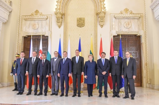Leaders of nine NATO states meeting in Bucharest, Nov. 4, 2015