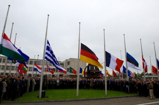 Minute of silence at NATO headquarters in memory of the victims of the terrorist attacks in Paris, Nov. 16, 2015