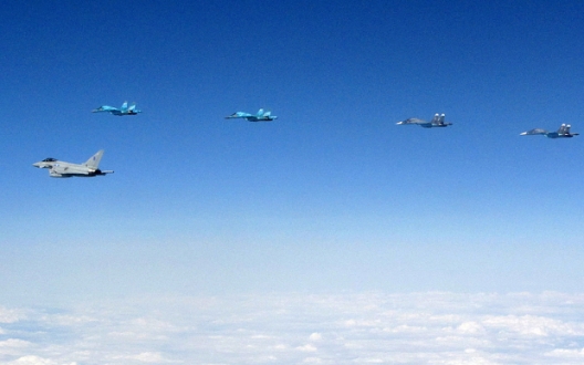 British Typhoon intercepts Russian Su-34 jets over Baltic airspace, July 24, 2015