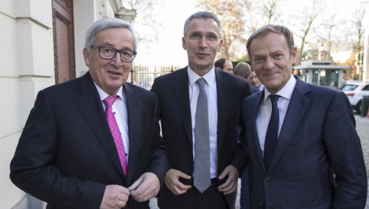 President of the European Commission Jean-Claude Juncker, NATO Secretary General Jens Stoltenberg, and President of the European Council Donald Tusk, Dec. 13, 2016